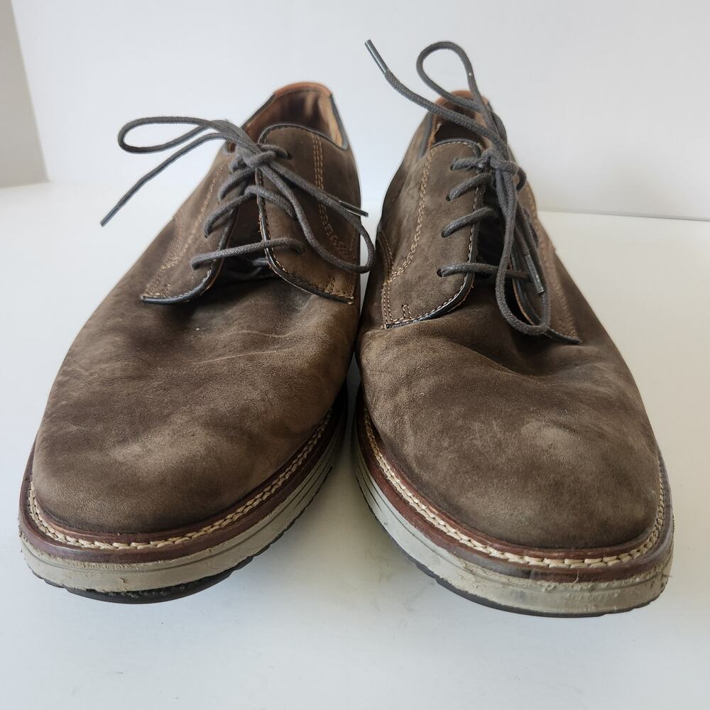 Johnston & Murphy Upton Plain Toe Nubuck Shoes Mens SZ 12M Brown Trufoam Lace Up